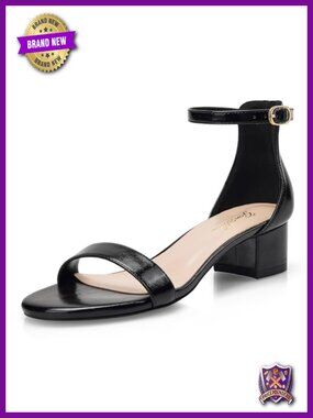Low Chunky Heels, 1 Inch Block Heel Sandals, Open Toe Ankle Strap Strappy